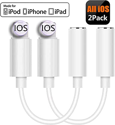 iPhone Headphone Adapter, Compatible with iPhone 7/7Plus /8/8Plus /X/Xs/Xs Max/XR Adapter Headphone Jack, to 3.5 mm Headphone Adapter Jack Compatible with iOS 11/12 (2 Pack)