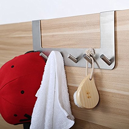 KES SUS 304 Stainless Steel Over-the-Door Hook Organizer Rack, 6 Hook, Brushed Finish