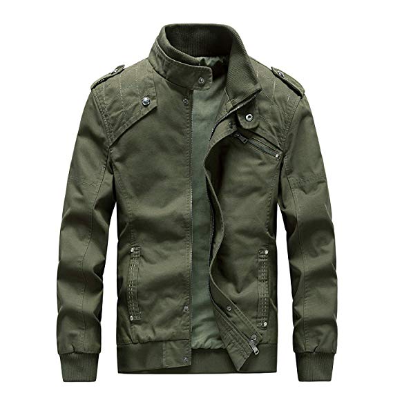 ZooYung Men's Casual Winter Cotton Military Jackets Outdoor Coat Windproof Windbreaker