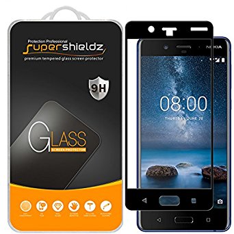 [2-Pack] Supershieldz for Nokia 8 Tempered Glass Screen Protector, [Full Screen Coverage] Anti-Scratch, Bubble Free, Lifetime Replacement Warranty (Black)