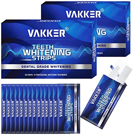 Teeth Whitening Strip, VAKKER 28 Non-Sensitive White Strips Teeth Whitening Kit, 30 mins Fast-Result Teeth Whitener for Tooth Whitening, Up to 10 Shades Whiter, Remove Stains from Coffee, Smoking