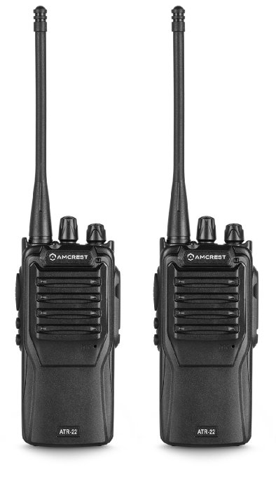 2-Pack Amcrest ATR-22 UHF Portable Radio Walkie Talkie Frequency Range 400-470 MHz FM Transceiver 16 Programmable Channels High Power Flashlight Walkie-Talkie Two-Way Radio FCC Cert.