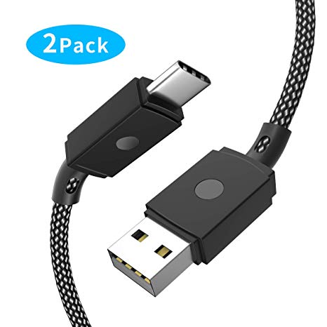 USB Type C Cable, Aimus 2 Pack 10ft Seamless Unbreakable USB C to USB A Fast Charger Nylon Braided USB C Cable Compatible Samsung Galaxy S9 S8 Plus Note 9 8, Google Pixel XL, Nintendo Switch, Black