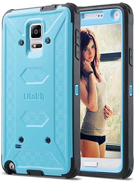 ULAK Galaxy Note 4 Case, [Drop Protection] Knox Armor [Rugged Defense] Heavy Duty with Shock Absorbent [Dual Layered Hybrid Case] Cover for Samsung Galaxy Note 4 - [Blue]