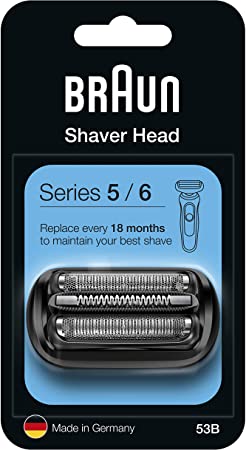 Braun Series 5 Electric Shaver Replacement Head, Easily Attach Your New Shaver Head, Compatible with All New Generation Series 5/6 Electric Shavers, 53B, Black