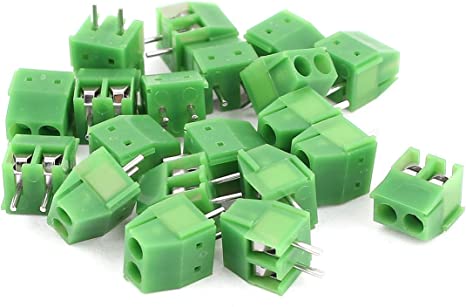 Sourcingmap 20 Pcs 3.5mm Pitch 2Pin PCB Mount Screw Terminal Block Connector Green