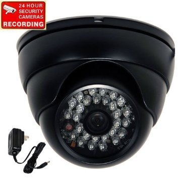 VideoSecu Dome Day Night Outdoor Security Camera Vandal Proof Built-in 1/3" SONY Effio CCD 600TVL Wide Angle Lens 28 Infrared LEDs for CCTV DVR Home Surveillance with Power Supply VD6HBL WS1