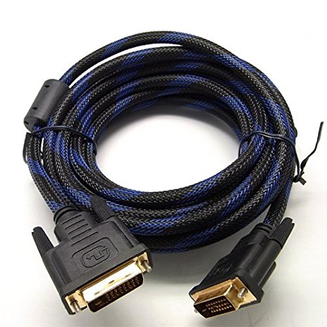 SIENOC 5m DVI-D 24 1 Pin male to male video cable Color Blue Black