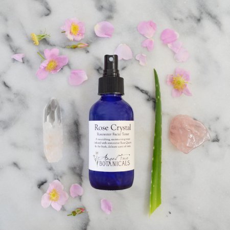 Rose Crystal Organic Rosewater Hydrating Facial Toner with Essential Oils, Pomegranate, and Rose Quartz Gem Elixir by Angel Face Botanicals