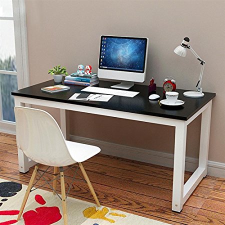 Yaheetech Modern Simple Design Home Office Desk Computer Table Wood Desktop Metal Frame Study Writing Desk Workstation