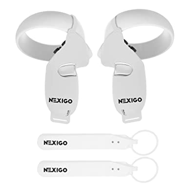 NexiGo Touch Controller Grip Cover & Knuckle Strap Set for Oculus Quest 2, Anti-Sweat Waterproof Anti-Throw Silicone Oculus Quest 2 VR Accessories Set, Matte White