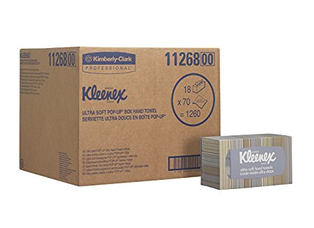 Kleenex Hand Towels 11268, Ultra Soft and Absorbent, Pop-Up Box, 18 Boxes / Case, 70 Paper Hand Towels / Box, 1,260 Sheets / Case