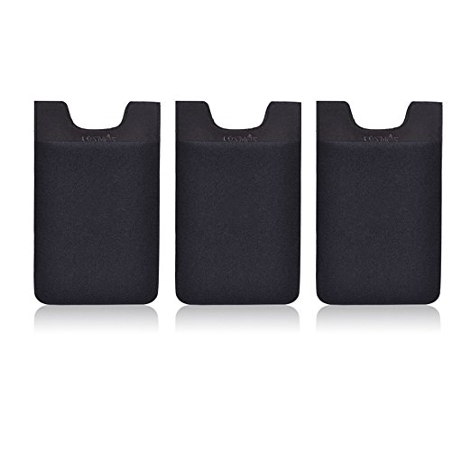 Pack of 3 Black Color Back Adhesive SIM/ID/Credit Card pocket pouch wallet holder for Apple iPhone 5S 6 iPad Mini For Samsung Note and Other Smartphones