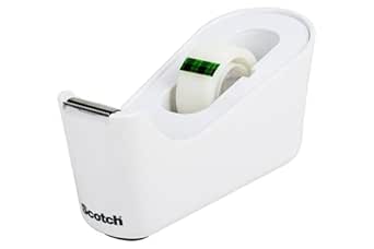 Scotch Tape Dispenser, White, Great for School or Office and includes 1 Roll of Scotch Magic Tape 3/4 in x 350 in