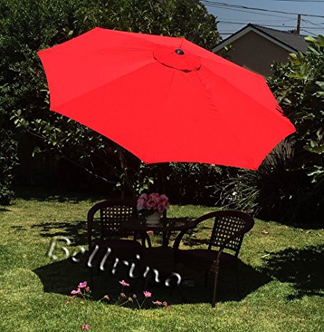BELLRINO DECOR " RED " Market Aluminum Patio Umbrella 9 Ft with Tilt and Crank,8 Ribs