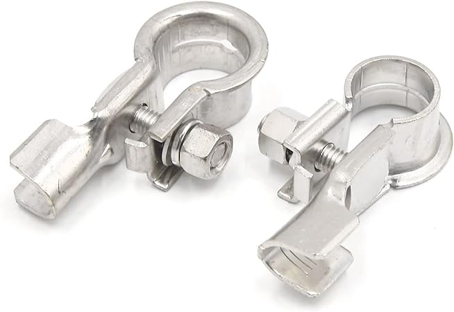 uxcell 2 Pcs Universal Metal Positive Negative Port Battery Terminals Clamps Connector Clips