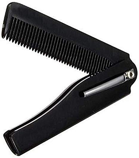 DierCosy Foldable comb, black portable speaker, folding men's business travel, comb, plastic comb, hair styling tools BeautyMisc