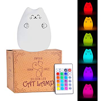 Color Changing Cat Lamp with Hands: Best Rechargeable Silicone LED Night Light for Kids and Adults - with Adjustable Brightness and Color Modes for a Good Night’s Sleep