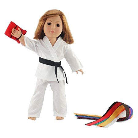 Fits 18" American Girl Doll Karate Outfit - 18 Inch Doll Clothes/clothing Includes 18" Accessories. All Color Belts Included.