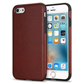 iPhone 6s Plus Case, Tendlin Premium Leather Back Flexible TPU Silicone Hybrid Soft Slim Cover Case for iPhone 6 Plus and iPhone 6s Plus (Brown Leather)