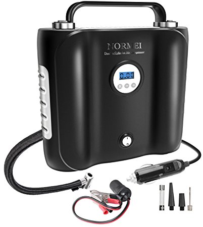 Portable Air Compressor Pump Normei Double Cylinder Auto Digital Tire Inflator 12V DC, UPGRADED Version, For Cars,Motor,Bicycle,Balls,Boats with Carry Case