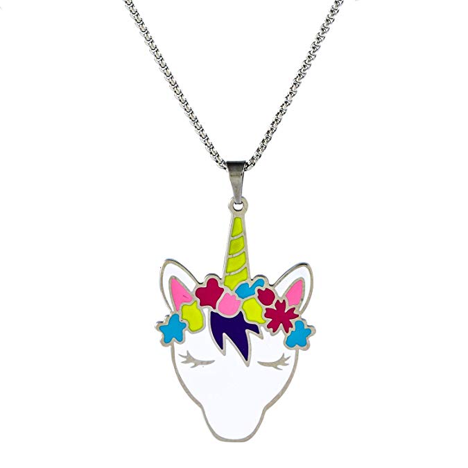 Vinjewelry Unicorn Pendant Fairy Necklace Little Girls Sparkle Birthday Gift