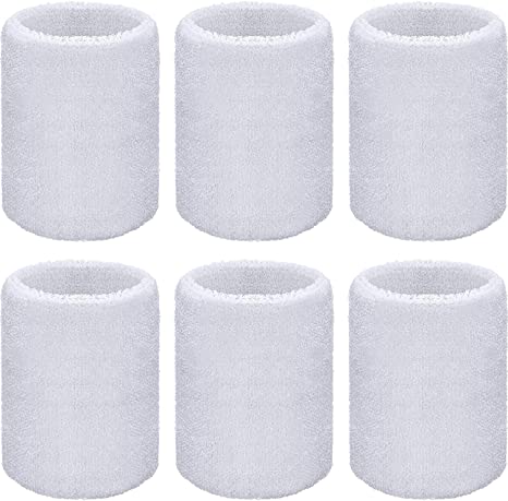6 Pack Sports Wristbands Absorbent Sweatbands for Football Basketball, Running Athletic Sports
