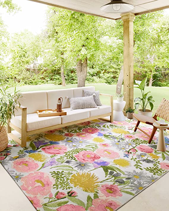 Loloi II Botanical Collection BOT-01 Ivory / Multi, Indoor/Outdoor 2'-5" x 7'-8" Runner Rug