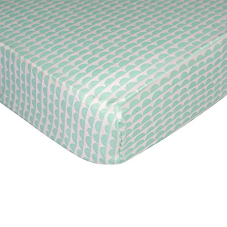 Lolli Living Sparrow Fitted Sheet - Mint Scallop - 100% Cotton Sheet, Fully Elasticized With Extra Deep Corners For Secure Fit, Gentle On Baby Skin.