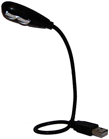 USB Reading Lamp with 2 LED Lights and Flexible Gooseneck - 2 Brightness Settings and On/Off Switch for Notebook Laptop, Desktop, PC and MAC Computer (Black)