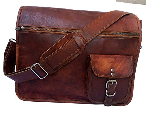 Gbag (T) 16 Inch Vintage Handmade Leather Messenger Bag for Laptop Briefcase Satchel Bag 16X12X4 Inches Brown ...