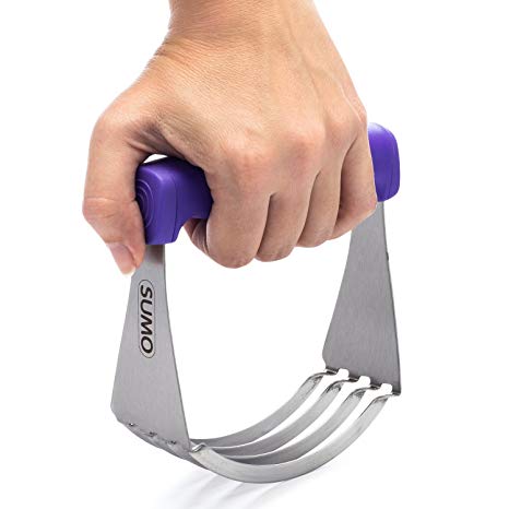 SUMO Pastry Dough Blender • Easily Cuts Butter & Shortening into Flour • Solid Stainless Steel • Non-slip Rubber Grip • Dishwasher Safe • [Purple]