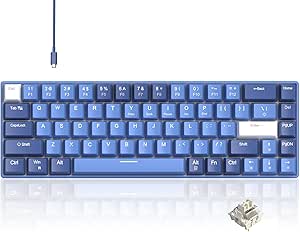 MageGee Portable 60% Mechanical Gaming Keyboard, Hot Swappable Ivory White Switch, RGB Backlit Compact 68 Keys Mini Wired Office Keyboard for Windows Laptop PC, with Silencing Cotton, Dark Blue