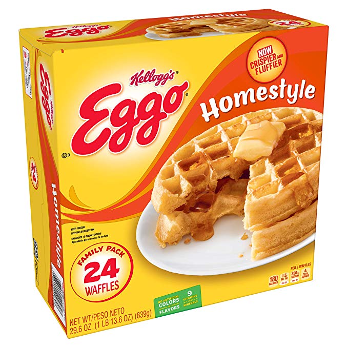 Kellogg's Eggo Homestyle Waffles - Frozen Breakfast Food Made Easy, Family Pack, 29.6 oz Box (24 Count)