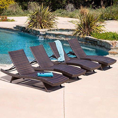 Lakeport Outdoor Adjustable Chaise Lounge Chair (Set of 4)