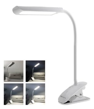 Dimmable Eye-Caring LED Desk Lamp Siensync(TM) Energy Efficient Table Lamp (7W, Flexible Gooseneck, Clip Everywhere,Touch-Sensitive Switch, 3-Level Adjustable Brightness Light) White