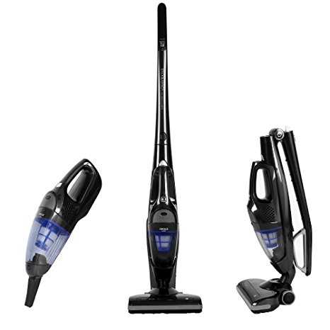 NPOLE N100 2-in-1 Cordless Upright Vacuum Cleaner with Detachable Hand Vacuum for Car and Pet 2-speed Setting Lightweight Rechargeable Bagless Stick and Handheld Vacuum with Charging Base Black