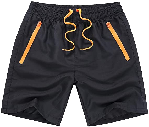 MADHERO Men Swim Trunks with Zipper Pockets Quick Dry Bathing Suits Mesh Lining