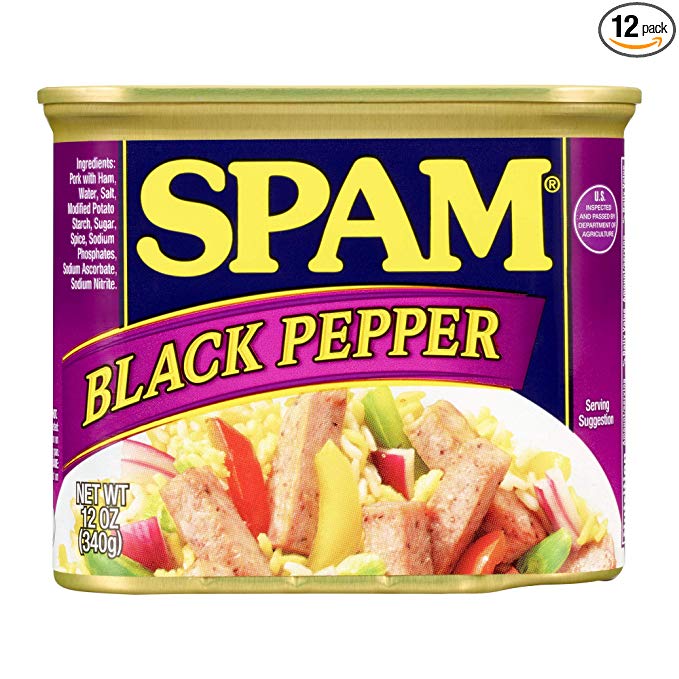 Spam Black Pepper, 12 Ounce, Pack of 12
