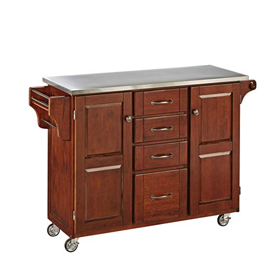 Home Styles 9100-1072 Create-a-Cart 9100 Series Cabinet Kitchen Cart with Stainless Steel Top, Medium Cherry Finish