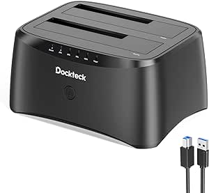 Hard Drive Docking Station, dockteck USB 3.0 to SATA Dual Bay External Hard Drive Enclosure for 3.5 or 2.5 inch SATA HDD SSD with Offline Clone