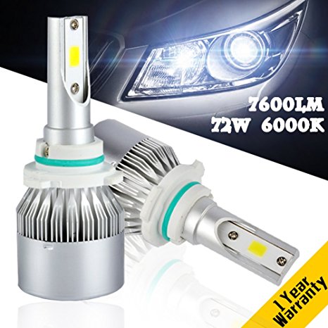 YUMSEEN LED Headlight 9005/HB3 12V/24V universal 72W Ultra Clear 6000k True White Light at 7,600Lm LEDs Lighting Worry-Free Ampper's 1 Yr Warranty ( 9005/HB3)