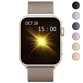 OROBAY For Apple Watch Band 42mm, Stainless Steel Mesh Loop with Adjustable Magnetic Closure Replacement iWatch Band for Apple Watch Series 2 Series 1, Gold