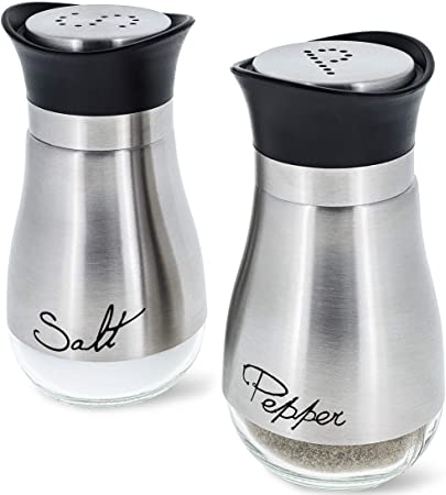 Juvale Salt and Pepper Shakers - Salt Shaker- Elegant Designed 4 Inch High Grade Stainless Steel Salt and Pepper Shakers