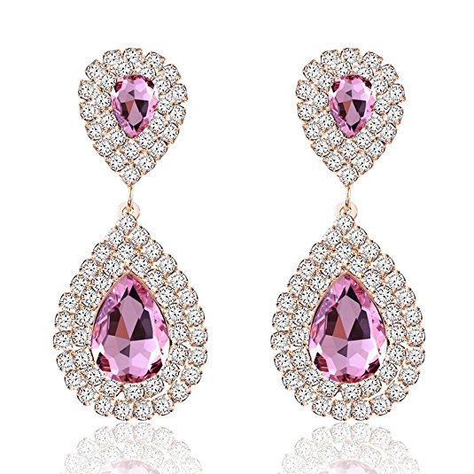 Miraculous Garden Womens Crystal Rhinestone Wedding Hypoallergenic Drop Earrings for Mother's Day Silver Gold Rose Gold Plated