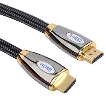 High Speed HDMI Cable 15 Ft by EXHEED - Latest Ultra HD 4k 2160p Pro Series Premium Elite Braided Gold Plated for PS4 PS3 Xbox 360 Mac HDTV LCD  Free 90 Degree Right Angle HDMI Adapter