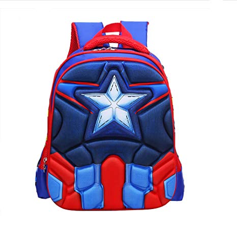 Alipher 3D School Backpack Waterproof Kids Backpack Comic School Bag Student Bookbag Captain America Muscle