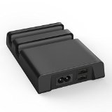 EasyAcc 24W 5V 48A 2 Smart USB Port Charger Stand 2 Rubber Slot Charging Dock for iPhone 6 6Plus iPad Samsung Galaxy S6 Edge S5 - Black