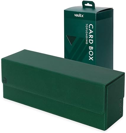 Vault X Exo-Tec Card Box 450  Storage with Detachable Magnetic Lid, Dividers & Foam Fillers to Organize Deck Boxes, Toploaders, TCG/CCG & Sports Cards (Green)