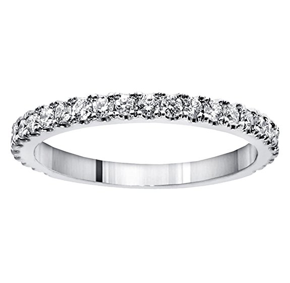0.65 CT TW Pave Set Diamond Encrusted Wedding Band in 18k White Gold